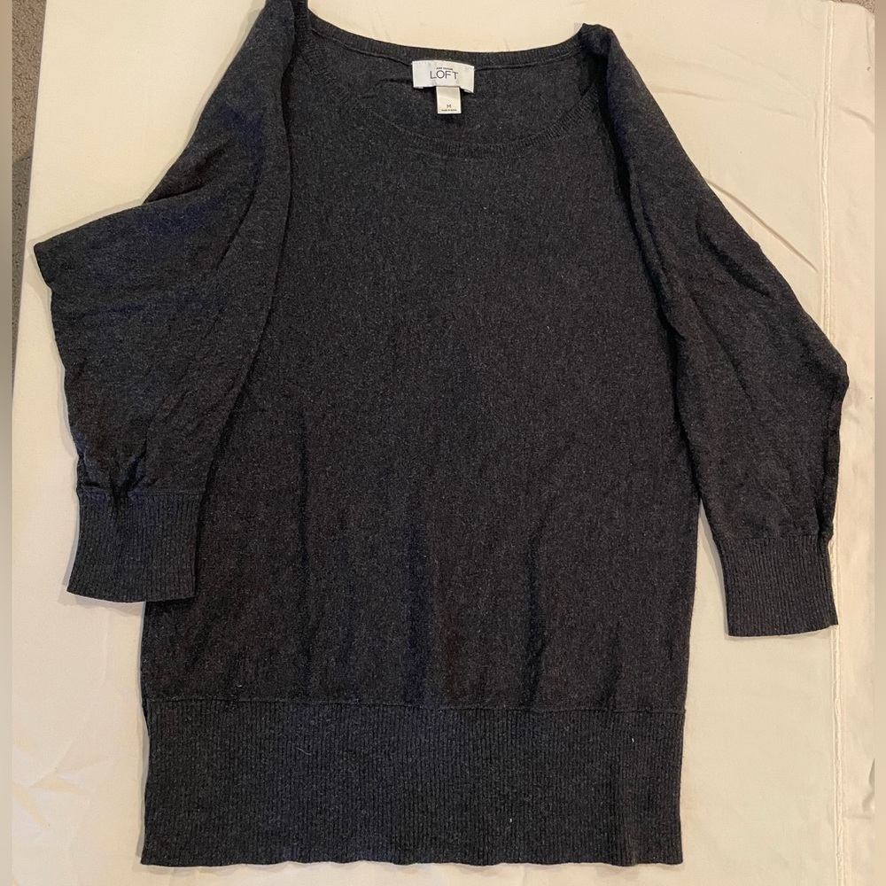 Ann Taylor LOFT Black Slub Sweater Casual Knit Loose Fit Women’s Size M